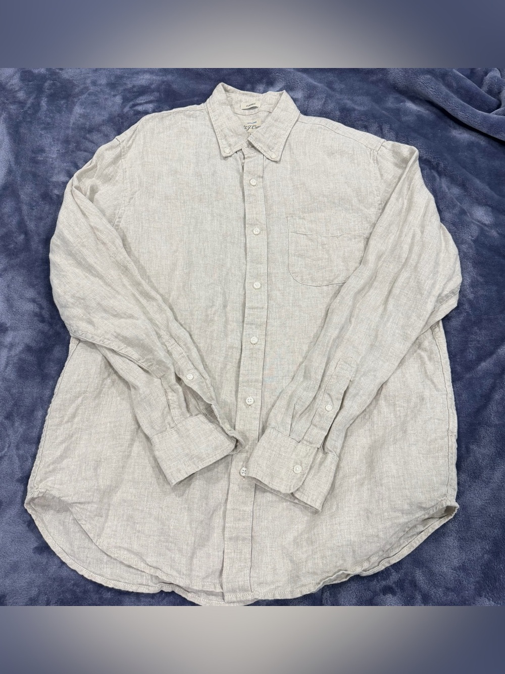 J Crew Baird McNutt Shirt Mens Medium Beige Irish Linen Long Sleeve Classic Fit